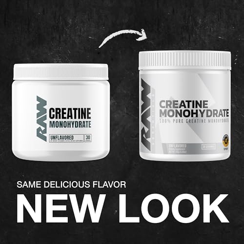 RAW Nutrition creatine monohydrate powder scoop for easy mixing