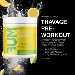 RAW Thavage Lemon Lime powder scoop showing serving size and texture.