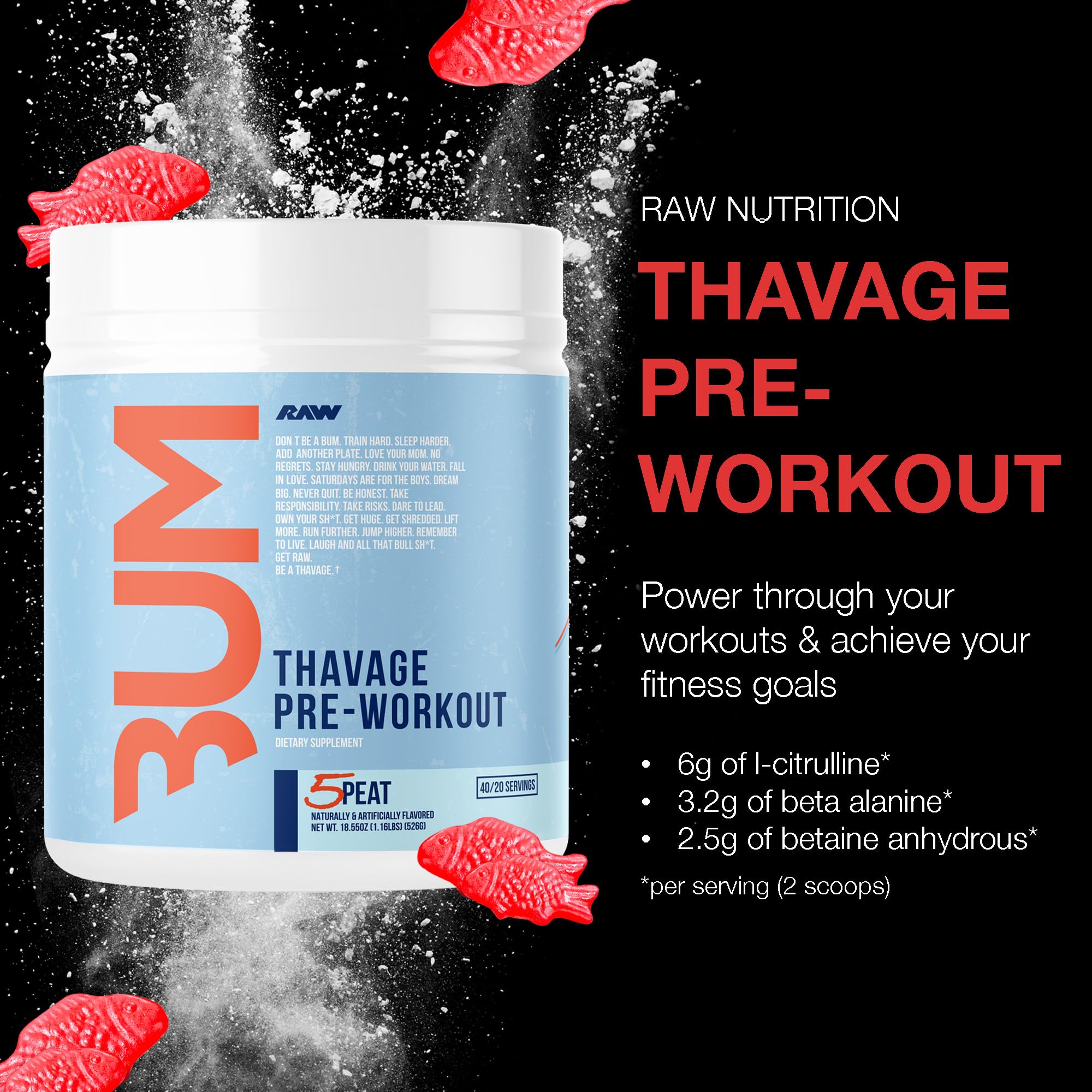 RAW Thavage powder scoop closeup for precise endurance fueling.
