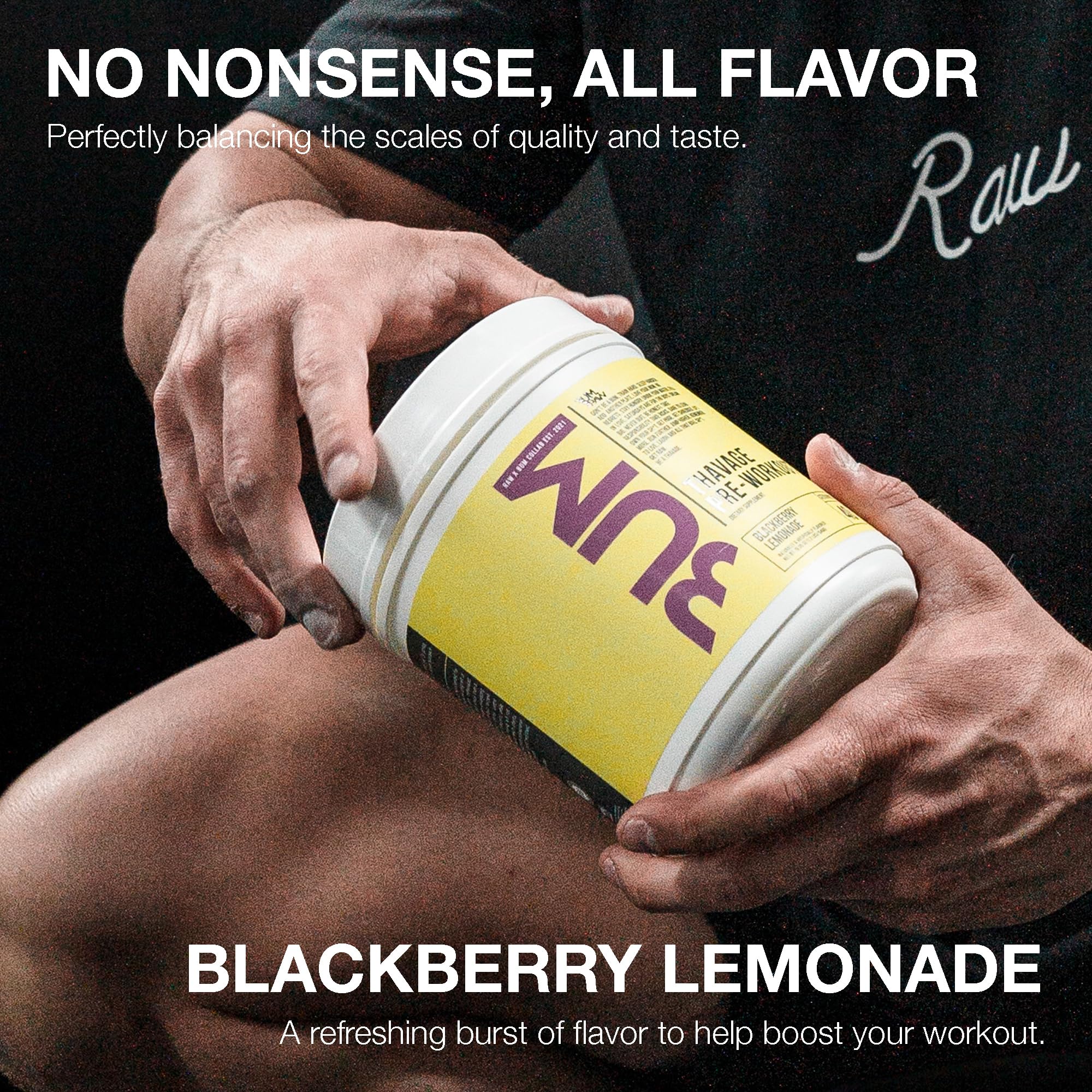 Serving scoop beside Raw Thavage canister shows easy daily dosing