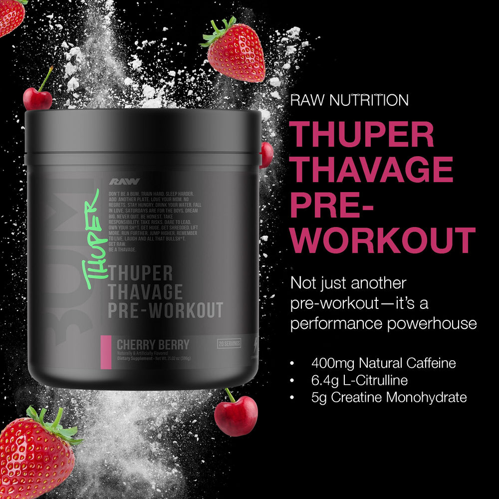 RAW Thuper Thavage scoop dispensing precise servings for performance