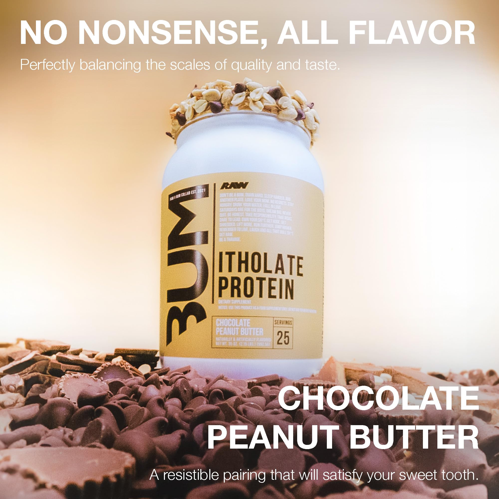 RAW whey isolate shake in glass showcases low-fat, low-carb formula for post-workout use