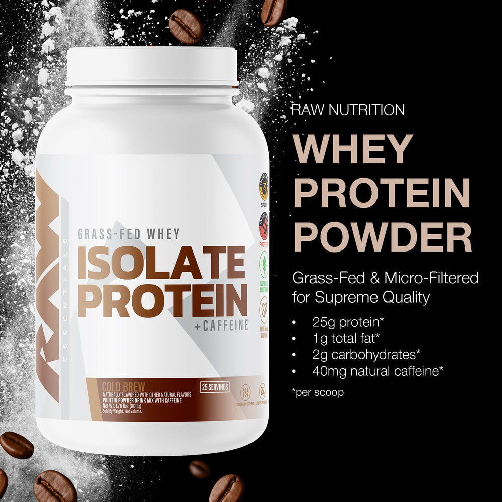 RAW Whey Isolate Cold Brew bottle on kitchen counter for daily use