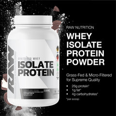 RAW Whey Isolate Cookies N Cream scoop highlights high-protein portion after training.
