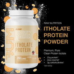 RAW Whey Isolate scoop showing convenient 25 g serving for daily protein goals