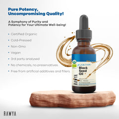 RAWYA Black Seed Oil dropper enables precise application for skin and hair care