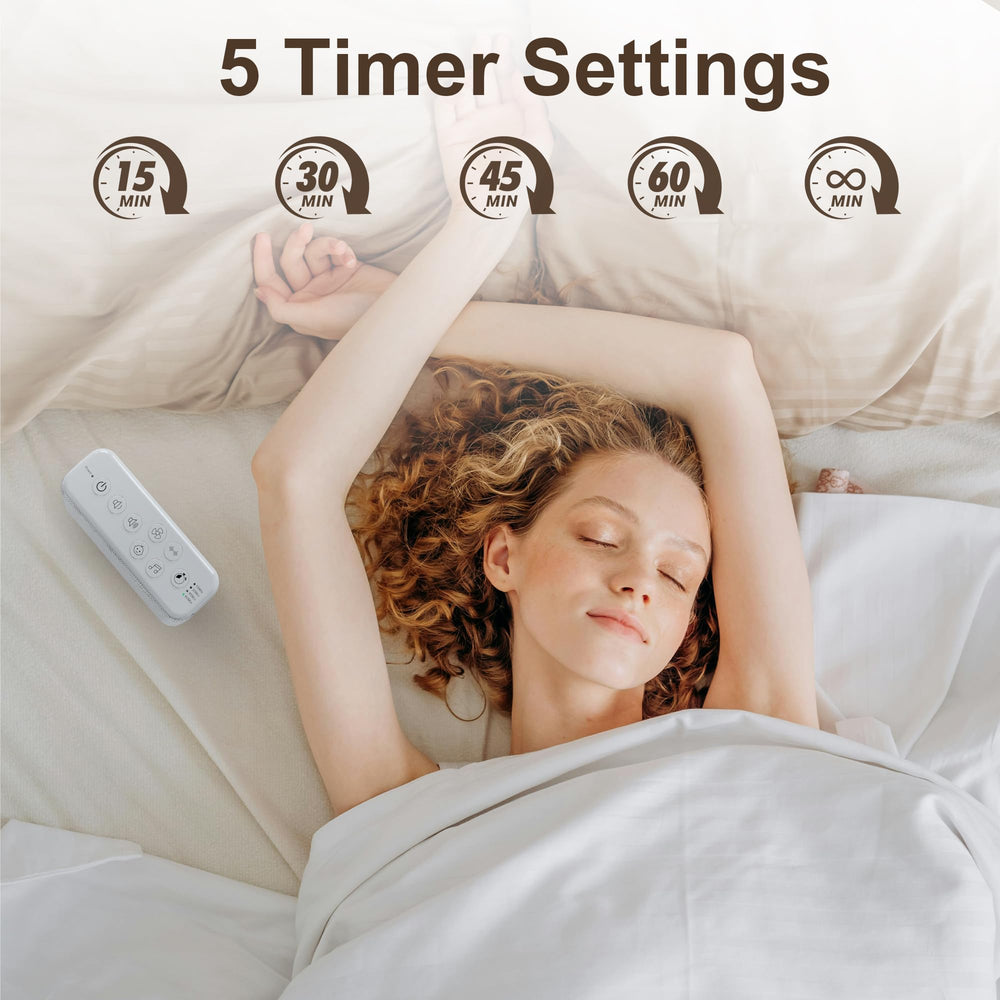 Raynic noise machine with headphone jack for private listening during work or study.
