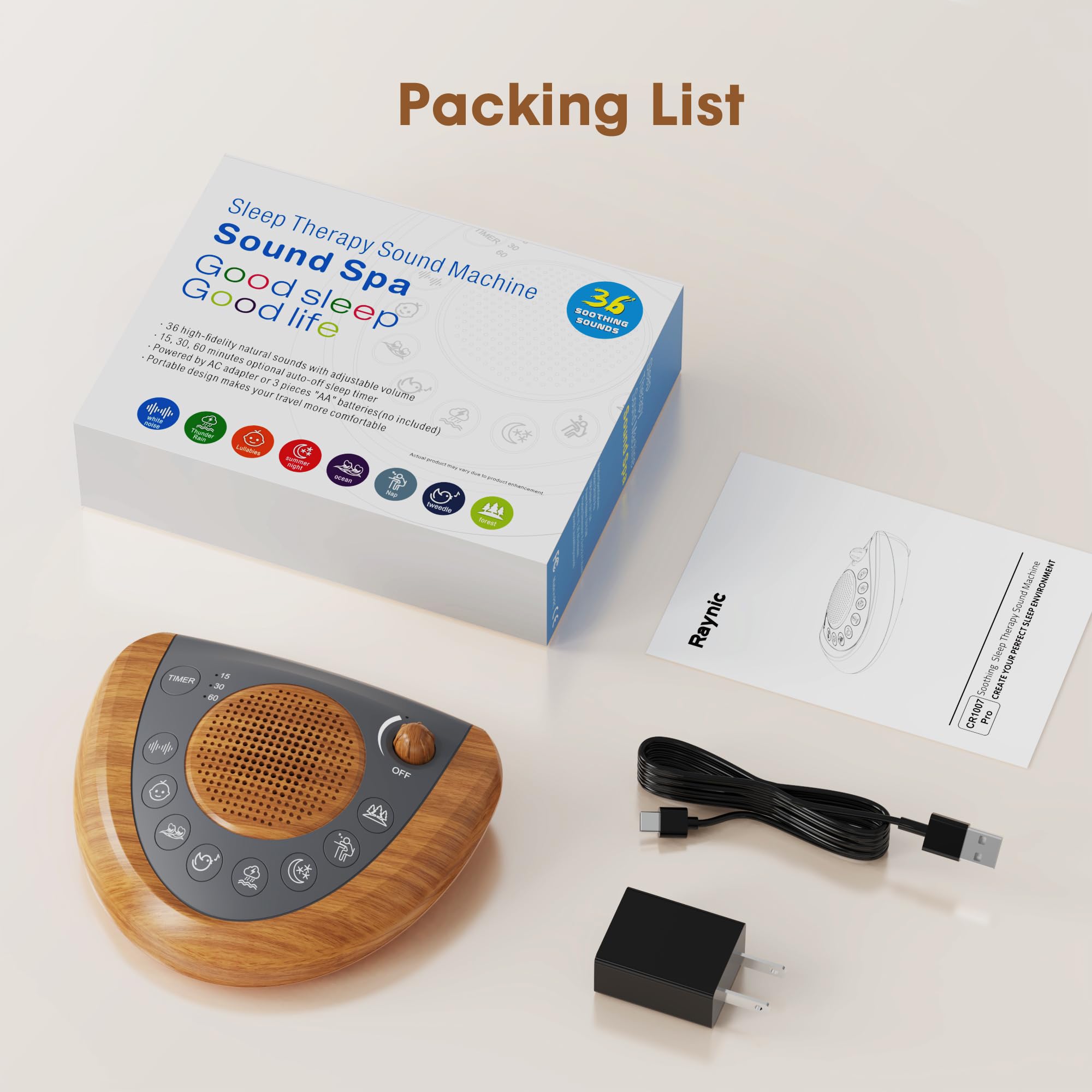 Raynic volume control helps set comfortable listening levels.
