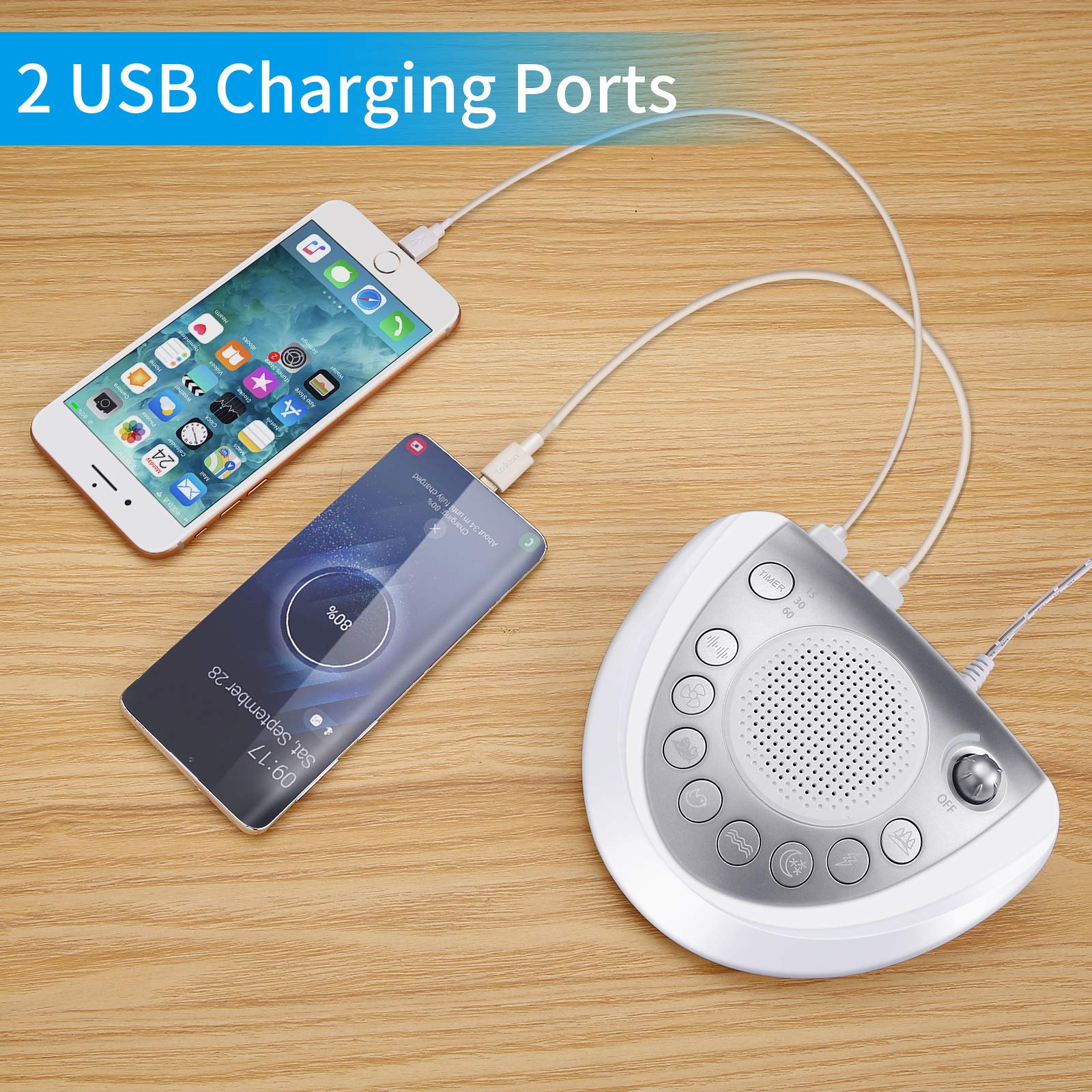 Raynic White Noise Machine with headphone-jack enables private listening