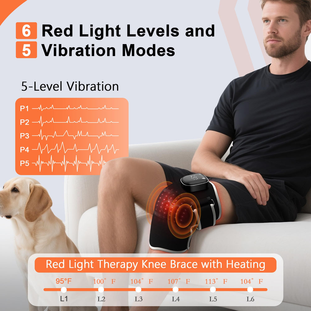 Rayocon red-light heat modes provide warm, soothing knee relief.