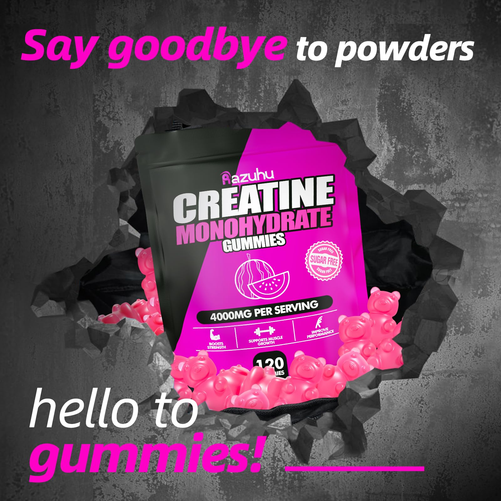 Razuhu Creatine Gummies vegan formula – plant-based, clean supplementation.