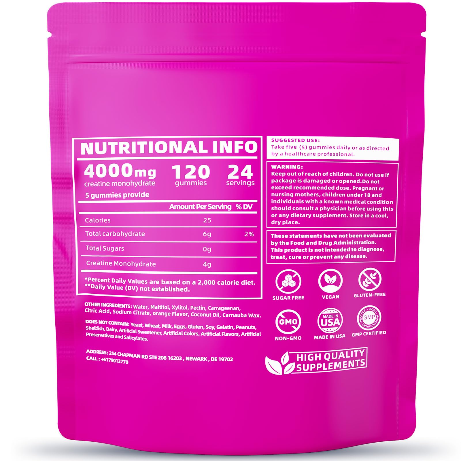 Razuhu Creatine Gummies bottle – 4 g creatine per serving.