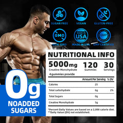 Razuhu creatine gummies pour into a glass, ready to hydrate muscles.