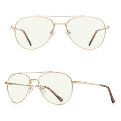 RB.Pilot aviator reading glasses side profile with spring temples for flexible fit