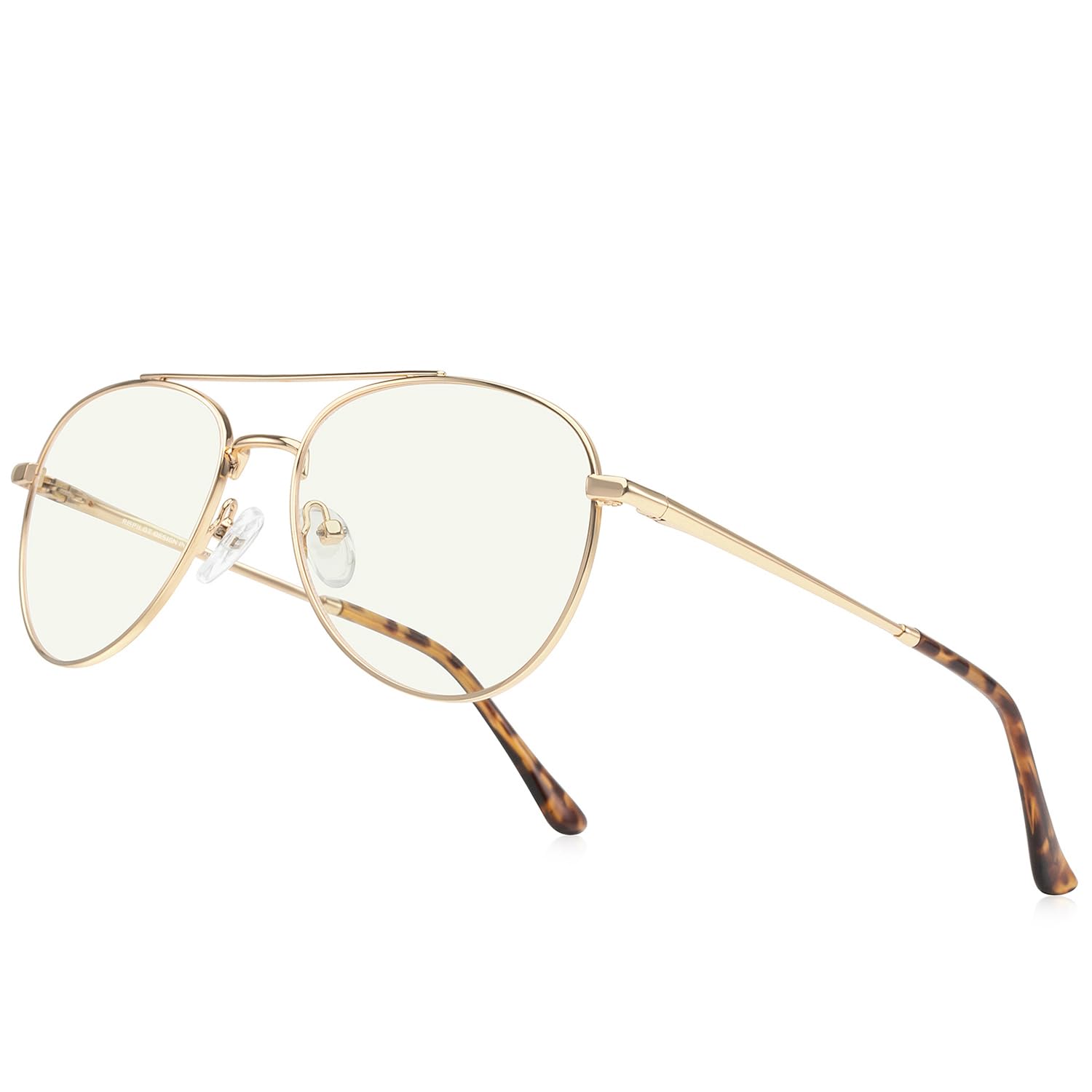 RB.Pilot blue light aviator glasses front view for screen comfort