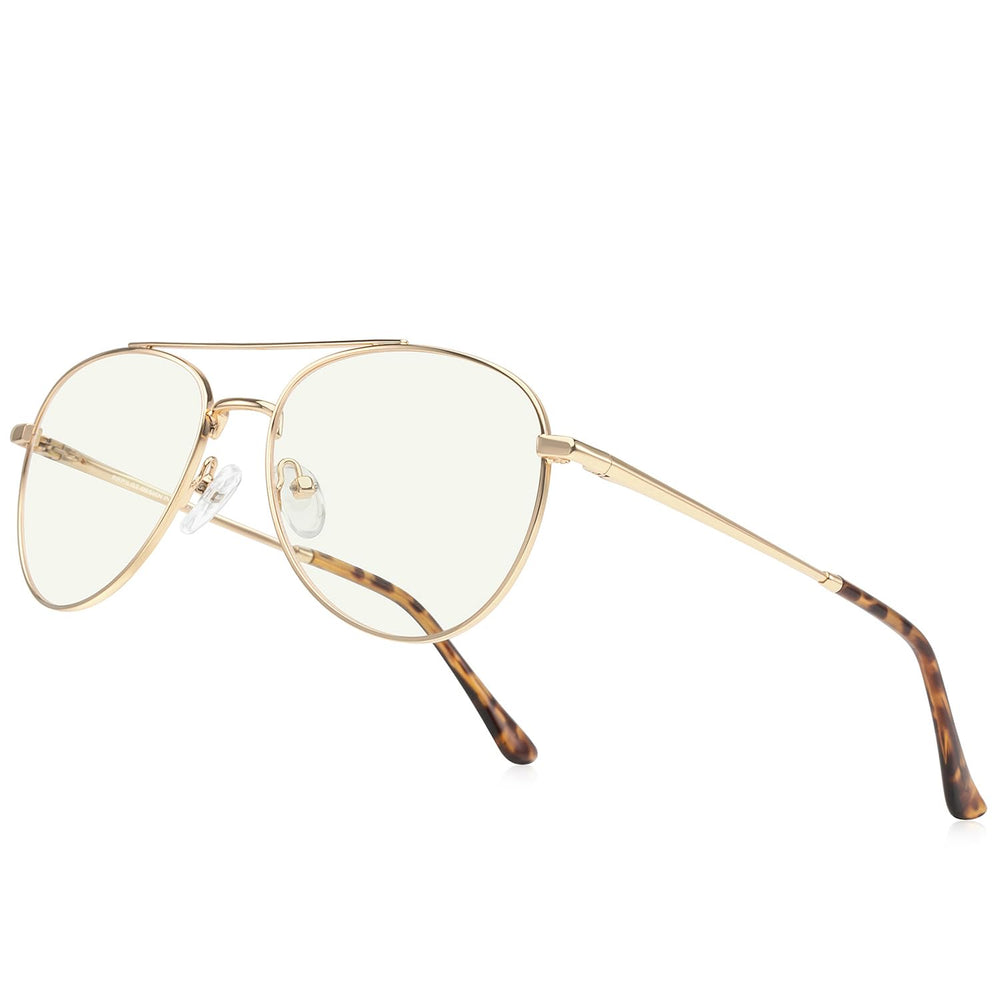 RB.Pilot blue light aviator glasses front view for screen comfort