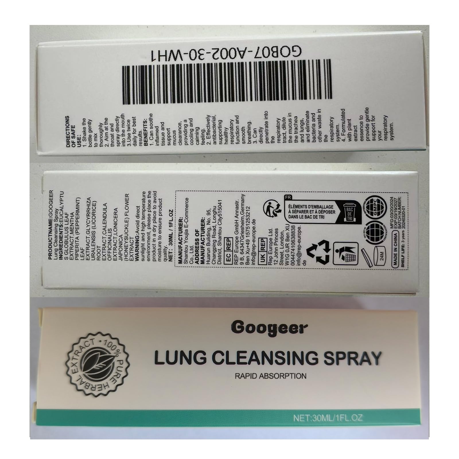 RCSCBC Saffra Lung Cleansing Spray herbal-essence highlights natural plant blends for respiratory wellness.