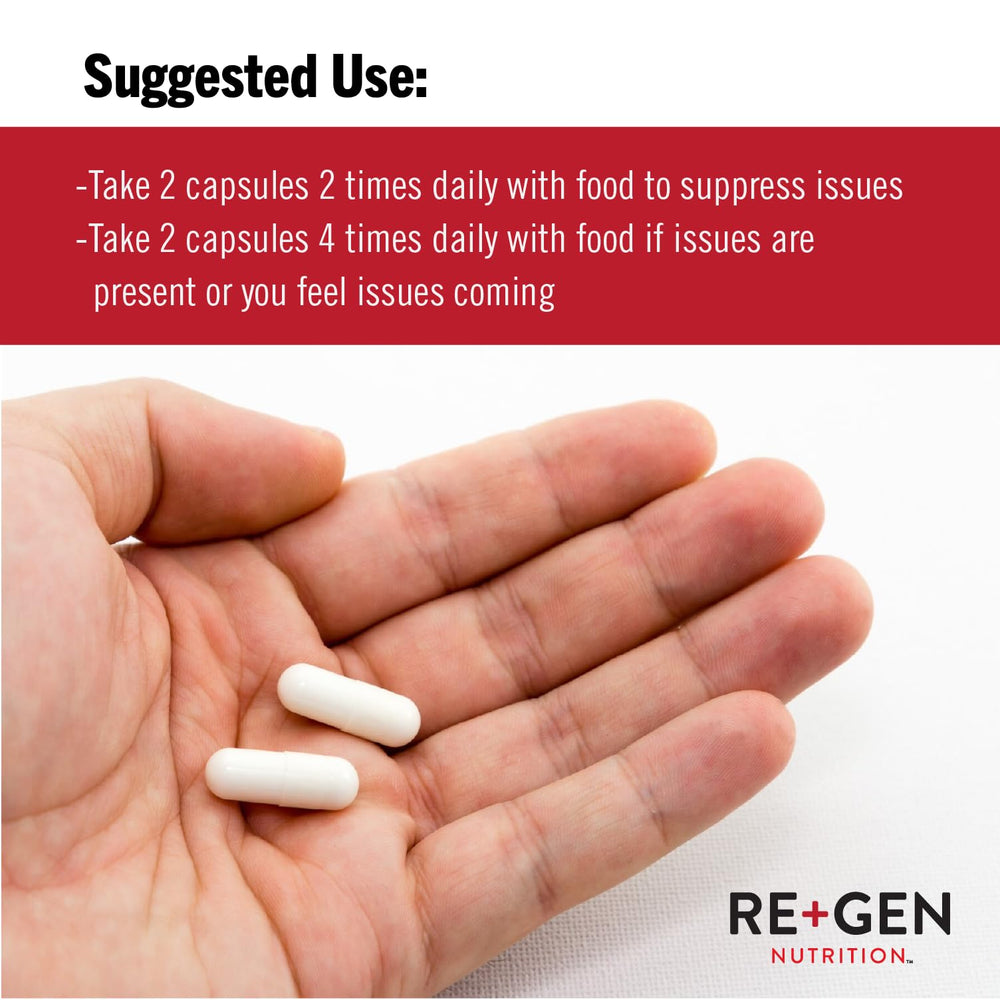 Open bottle spilling capsules, suggesting easy daily use.