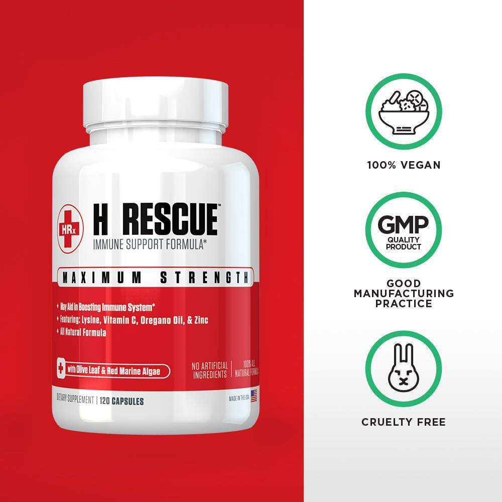 Manufacturing quality stamp and GMP badge on H Rescue packaging.
