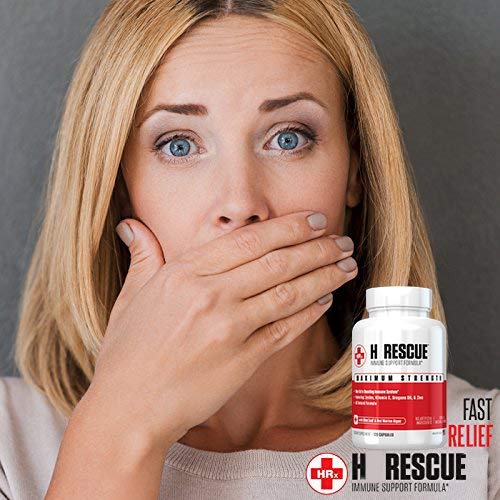 H Rescue product label detail highlighting zinc and vitamin C.