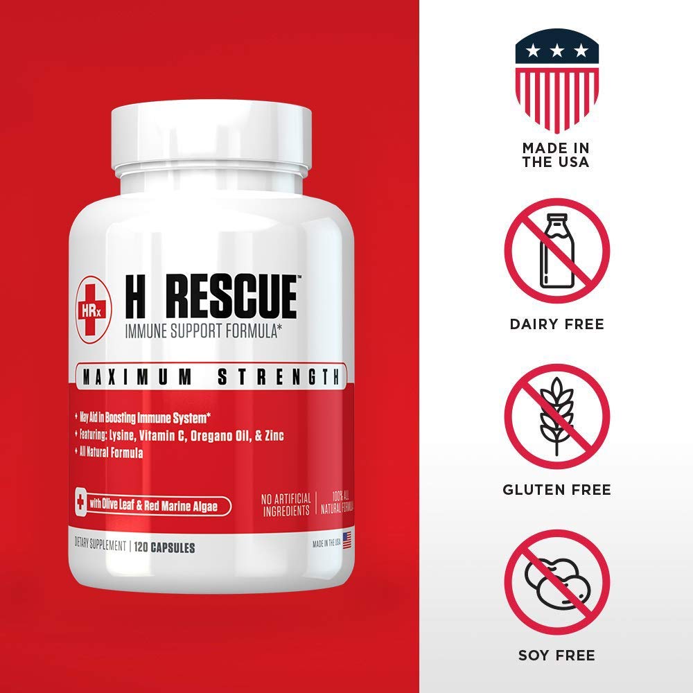 Vegan-friendly markings on H Rescue bottle indicating dairy- and gluten-free.