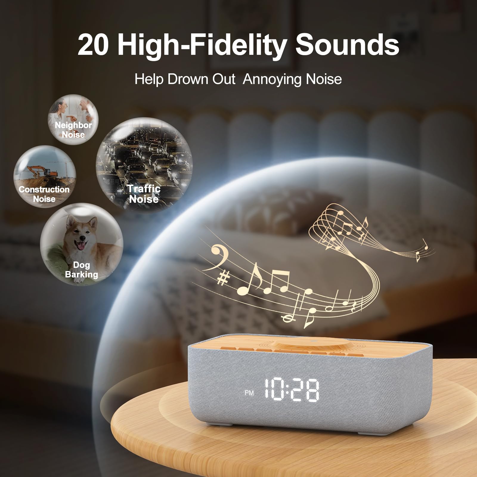 REACHER offers 20 sound options to tailor your sleep environment.