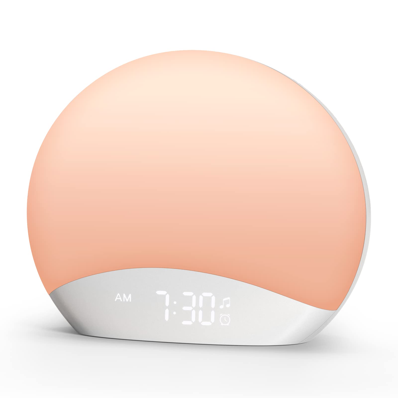 REACHER Sunrise Alarm Clock front view with compact bedside design for easy mornings.