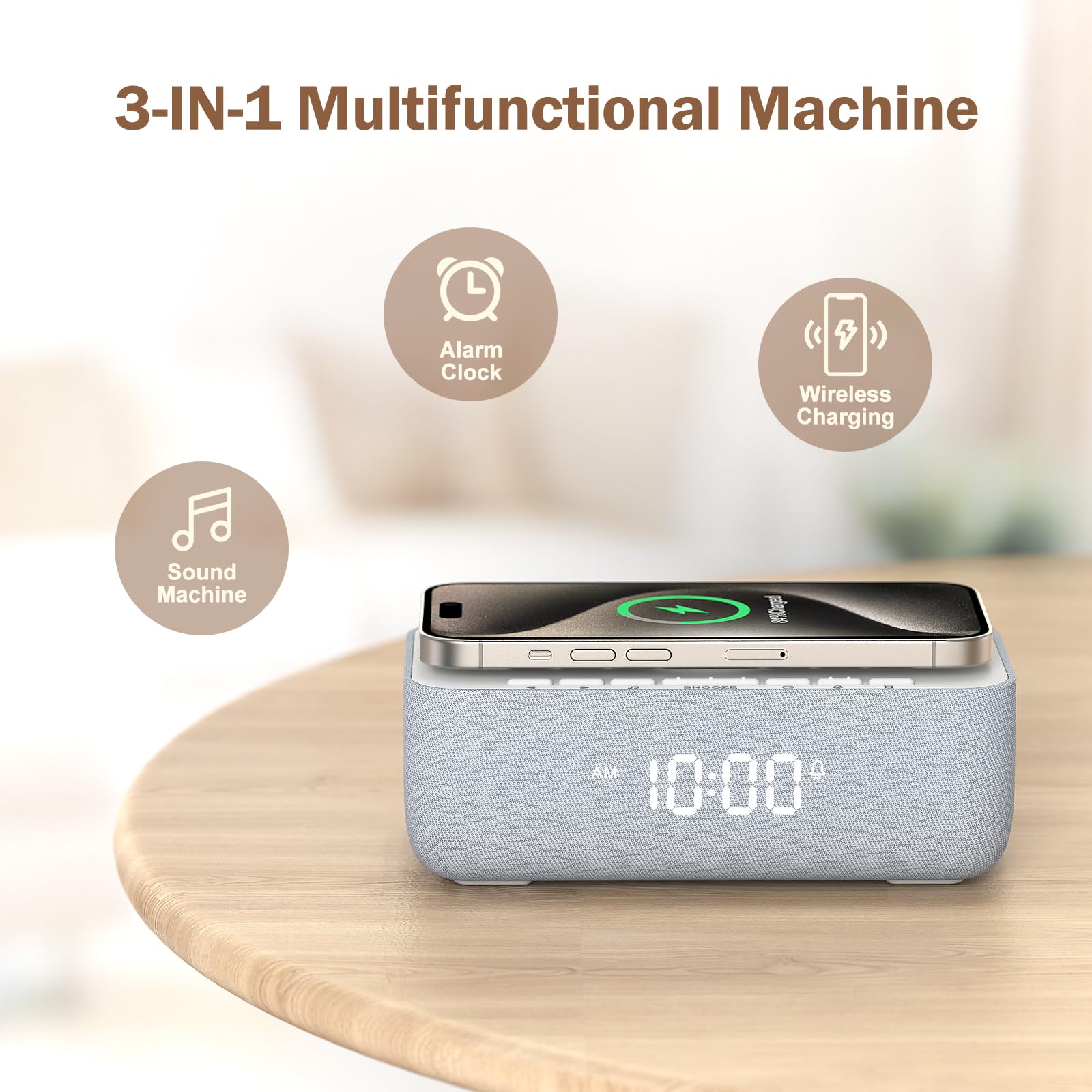 REACHER white-noise sound machine front view with built-in speakers for soothing sleep.