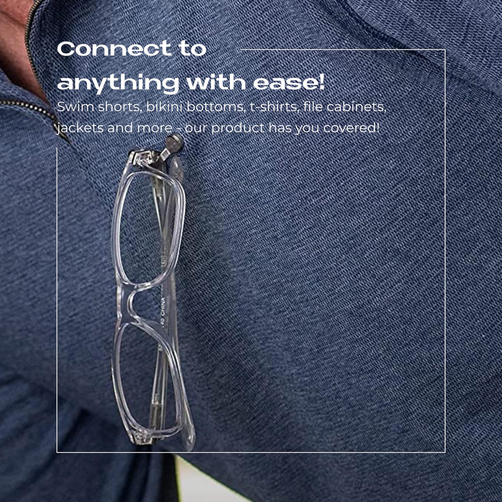Readerest secure pin holders attached to clothing demonstrating reliable grip.