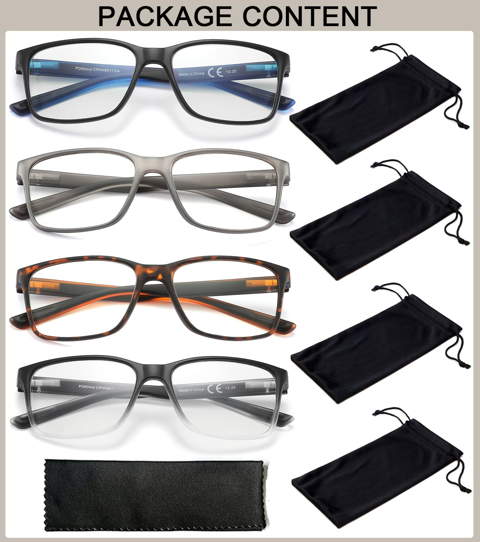 Readersoul blue light blocking glasses side angle lightweight frame with spring hinges for secure fit
