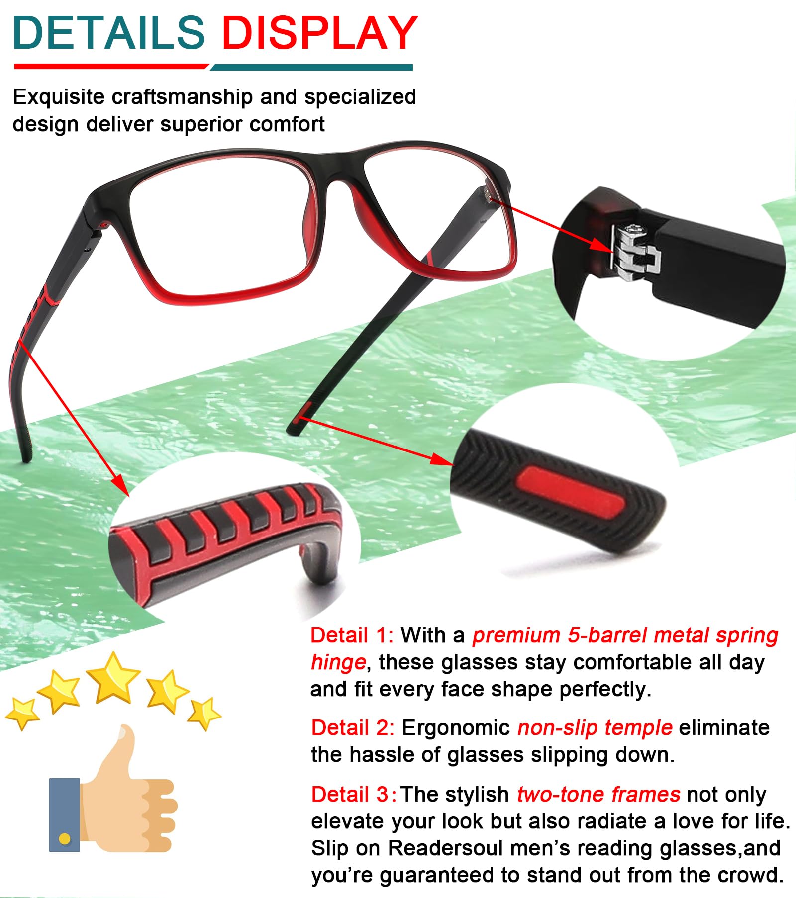 Readersoul large two-tone frame, bold style with comfortable fit.