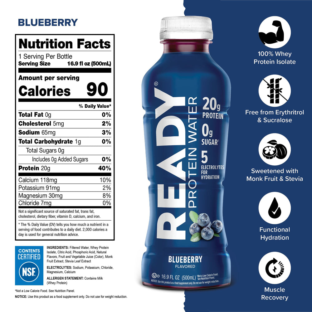 Pouring Ready Clear Protein Water blueberry for quick hydration
