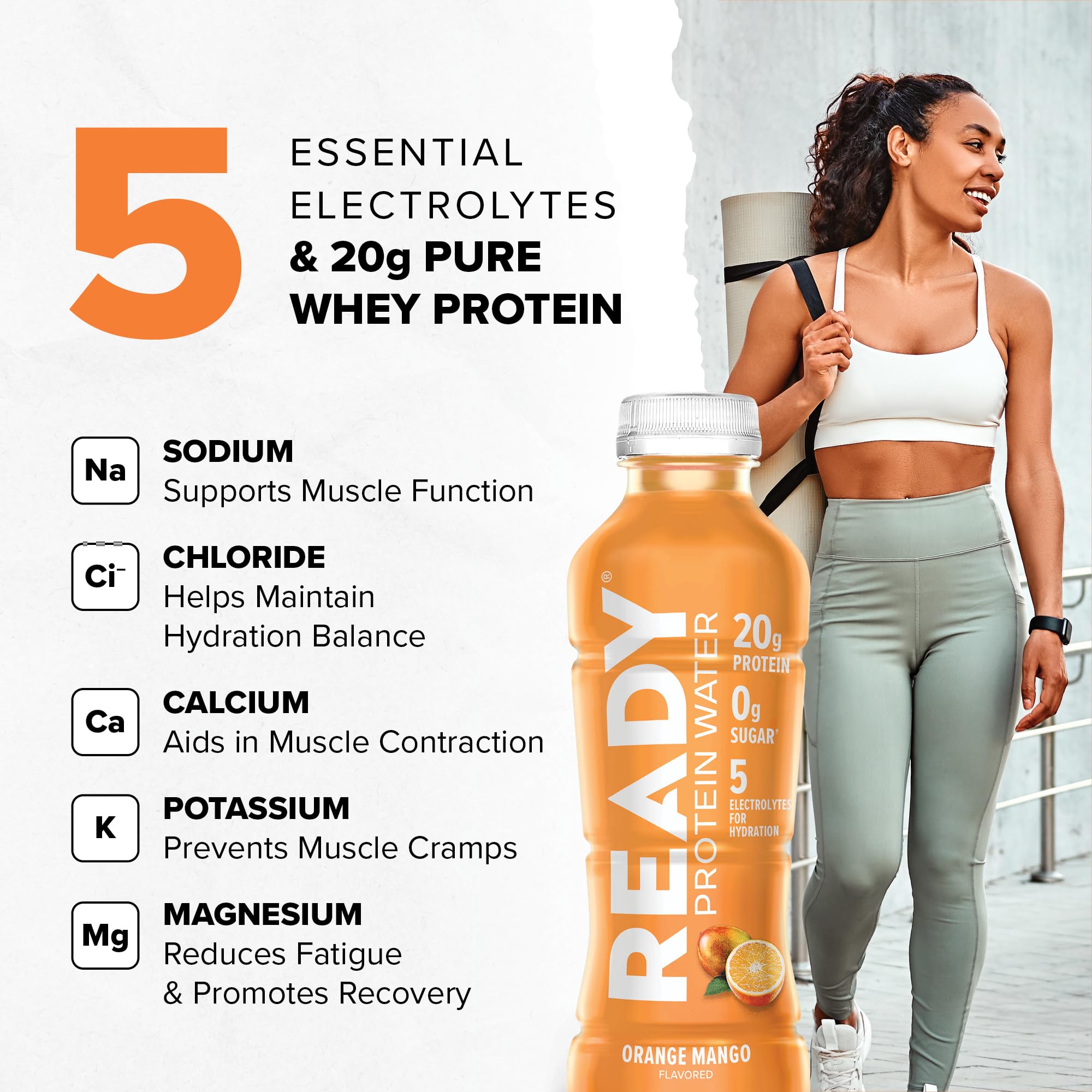 Ready Protein Water orange mango glass shows refreshing color and flavor.