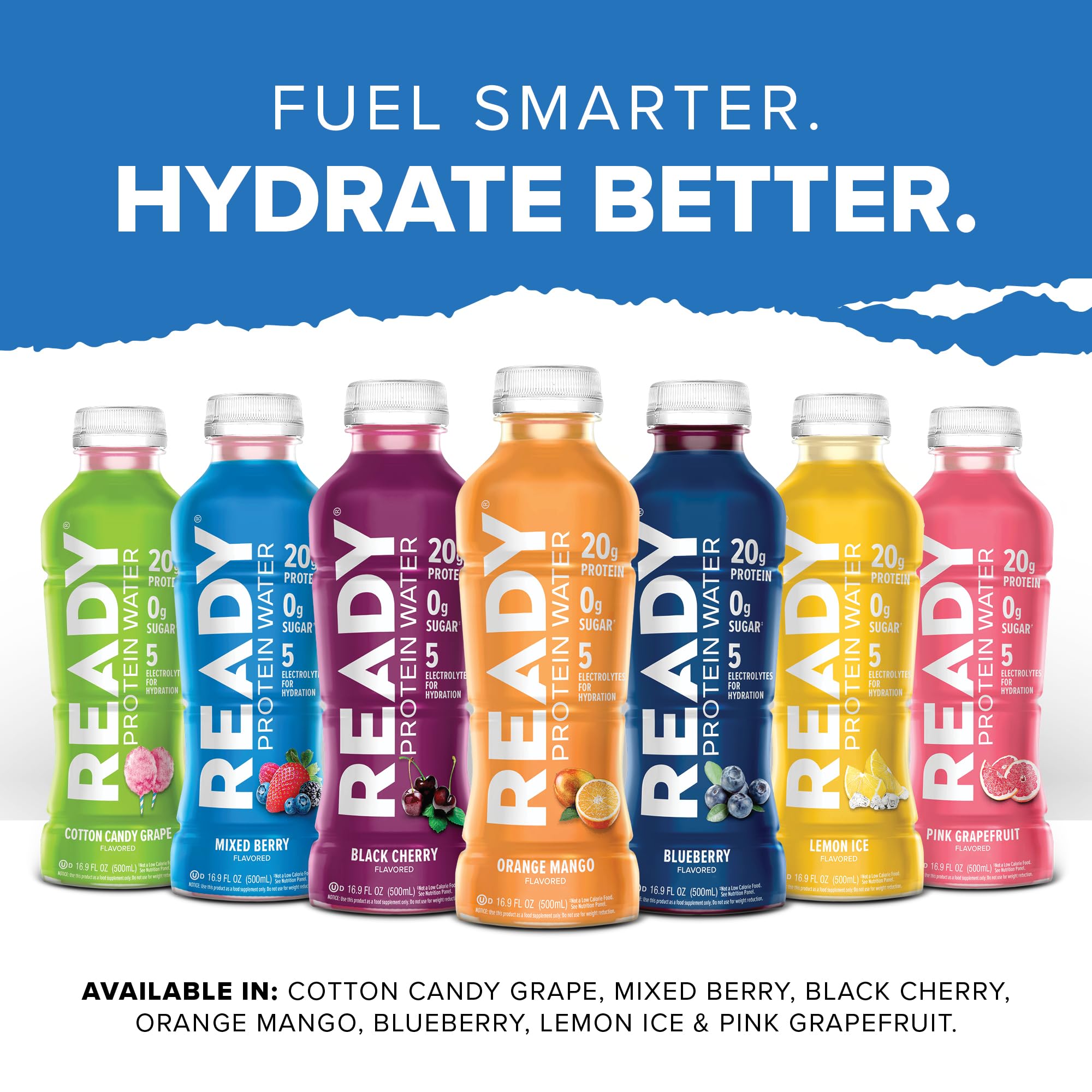 Ready Clear Protein Water 12-pack packaging designed for on-the-go hydration