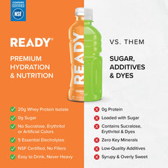 Pouring Ready Protein Water into a glass during a workout session.