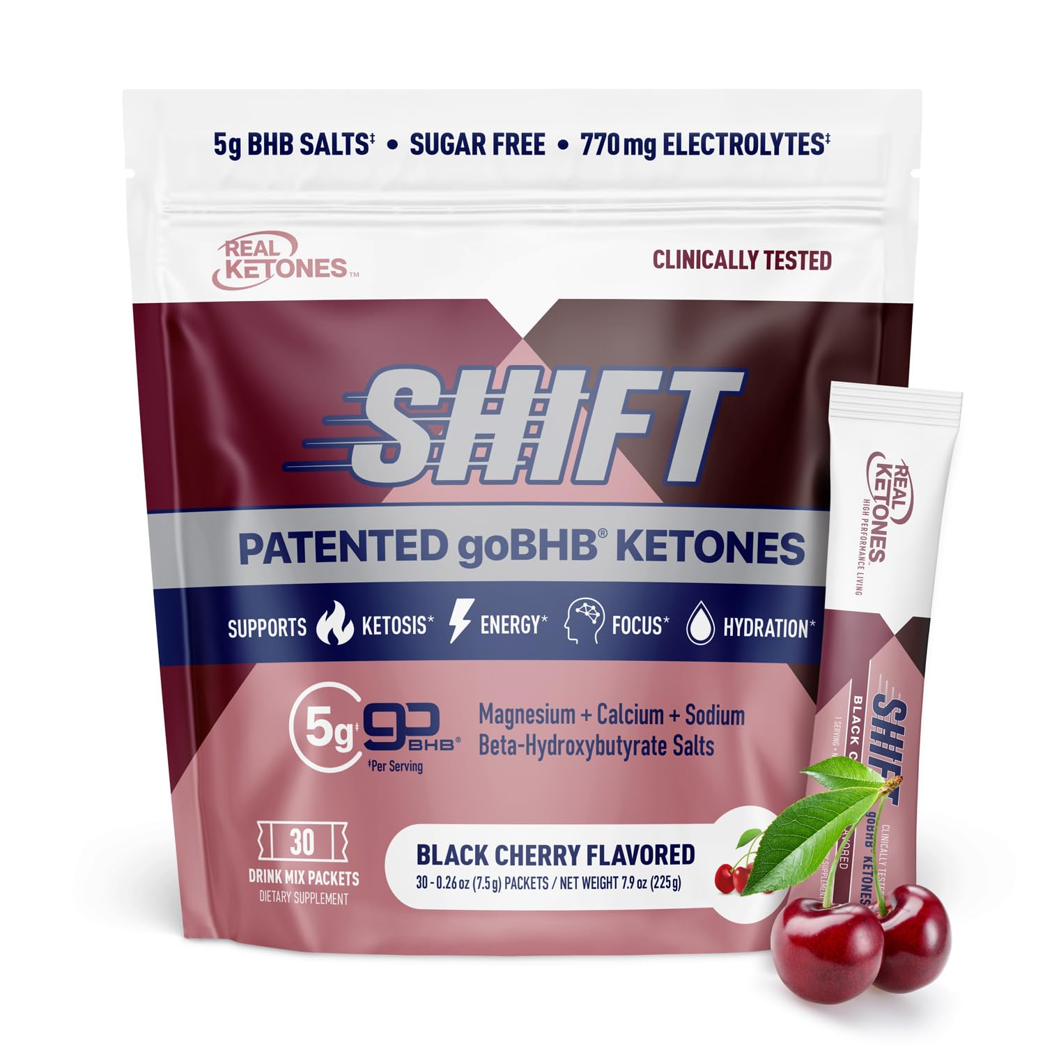 Real Ketones BHB exogenous black cherry drink enhances ketosis support