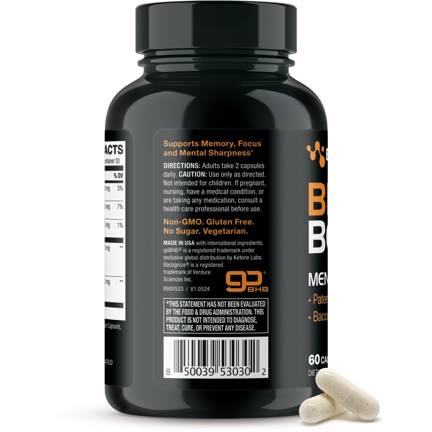 Real Ketones Brain Booster packaging designed for easy daily use.