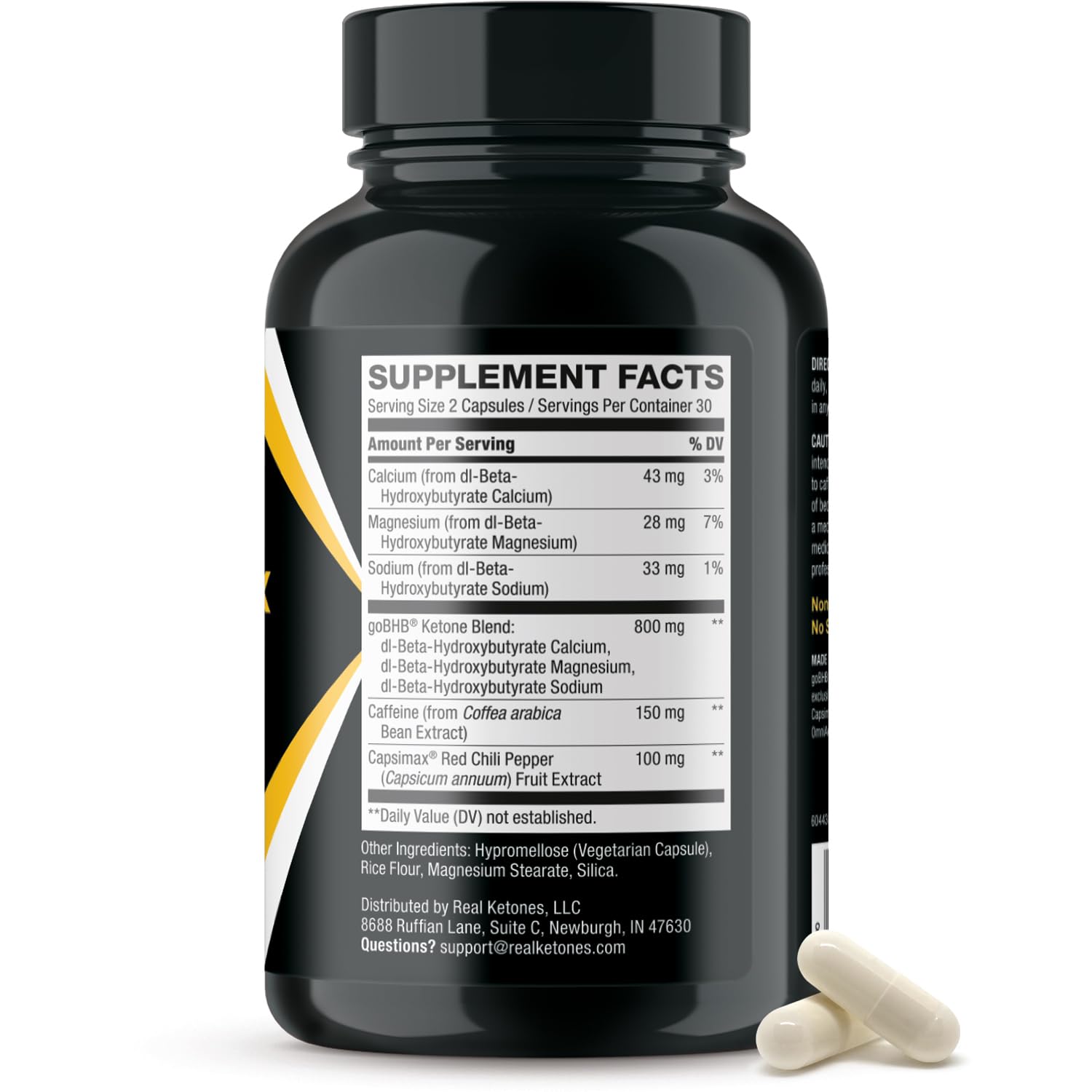 Real Ketones Lipo Burn packaging highlights vegetarian and non-GMO formula.
