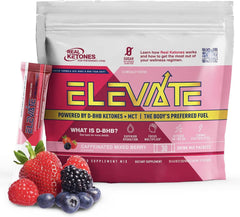 Real Ketones MCT & BHB berry drink packet ready to mix for keto hydration.