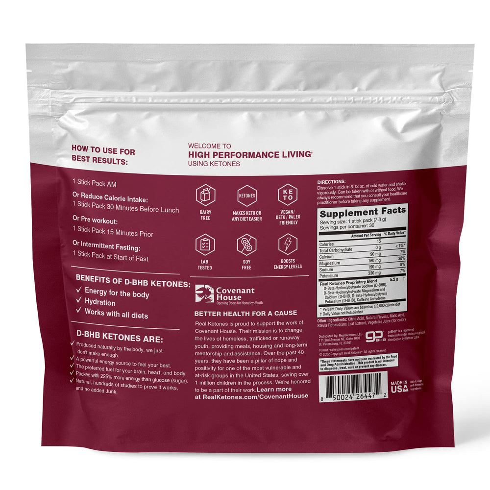 Real Ketones no sugar electrolyte formula poured into water.