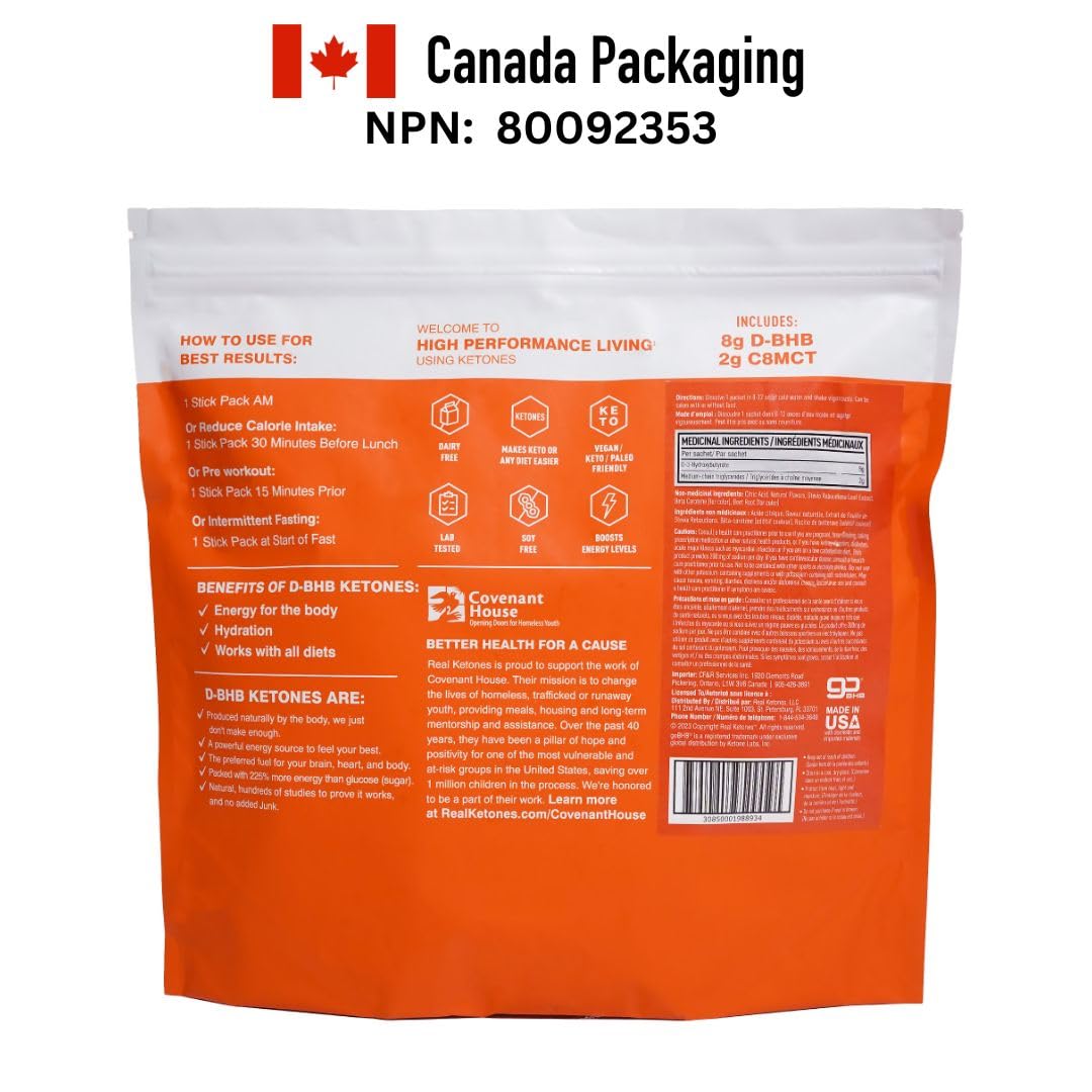 Real Ketones no sugar formula packet, orange flavor.