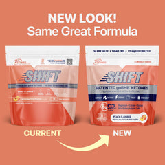 Real Ketones Peach BHB powder-dispense shows quick mix for keto-friendly hydration