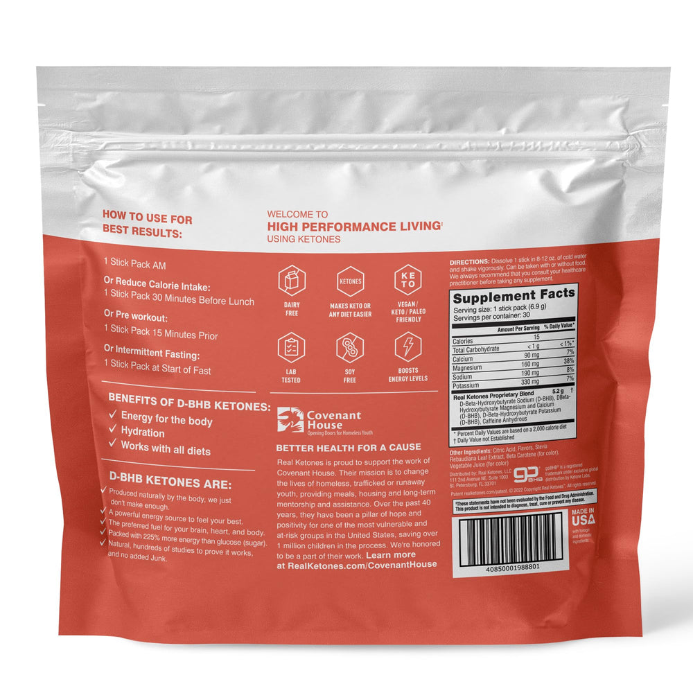 Real Ketones Peach BHB pre-workout style drink supports workouts