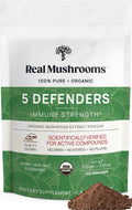Real Mushrooms 5 Defenders Mushroom Complex Powder – Organic, 100 Servings