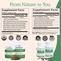 Real Mushrooms 5 Defenders measuring spoon with convenient daily dose.
