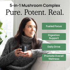 Real Mushrooms beta-glucans test result graphic, illustrating >20% per capsule.