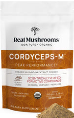 Real Mushrooms Cordyceps Powder bottle for daily energy support.