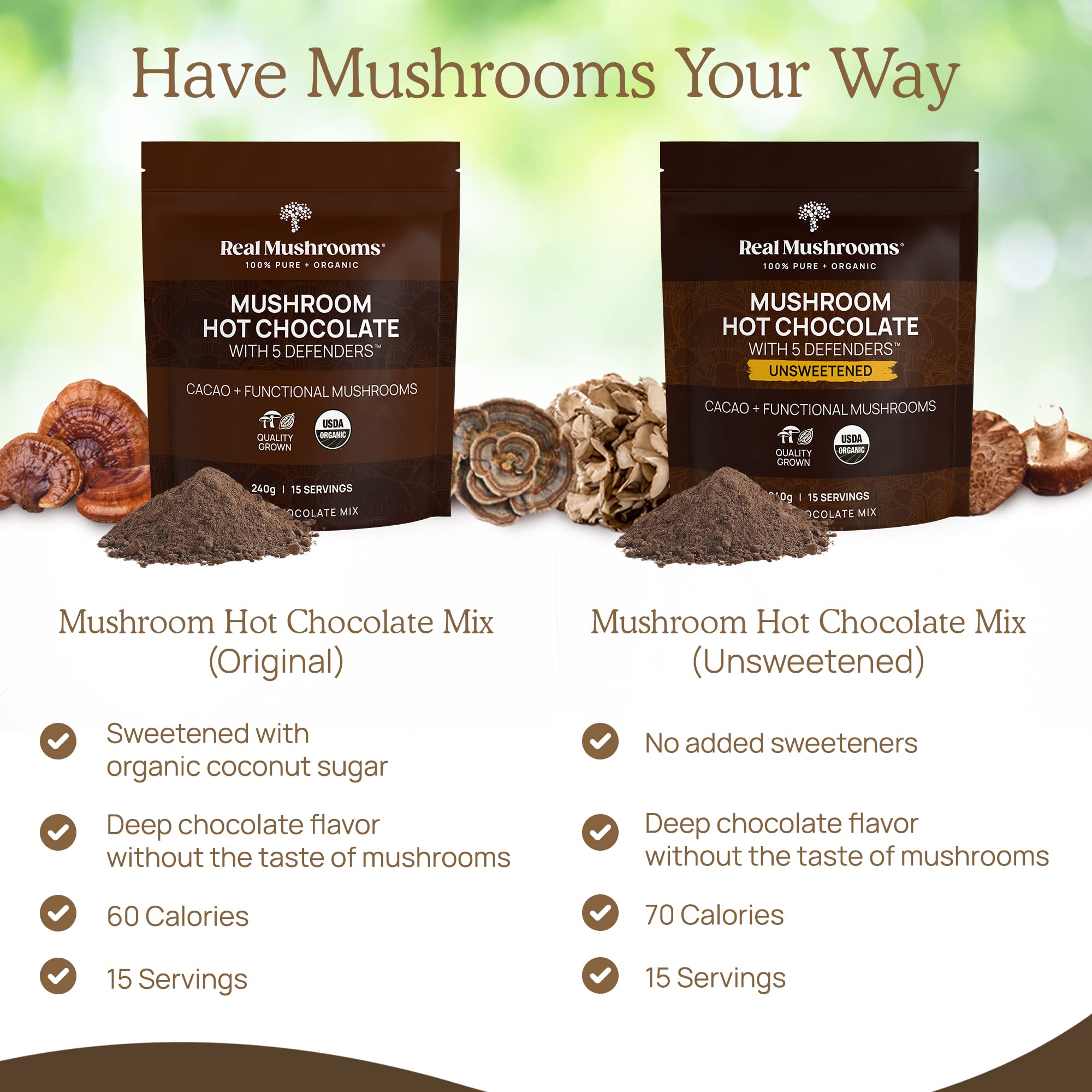 Real Mushrooms hot chocolate morning ritual in a sunny kitchen
