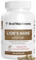 Real Mushrooms Lions Mane Cognition - 120 Vegan Capsules for Focus & Immune Support