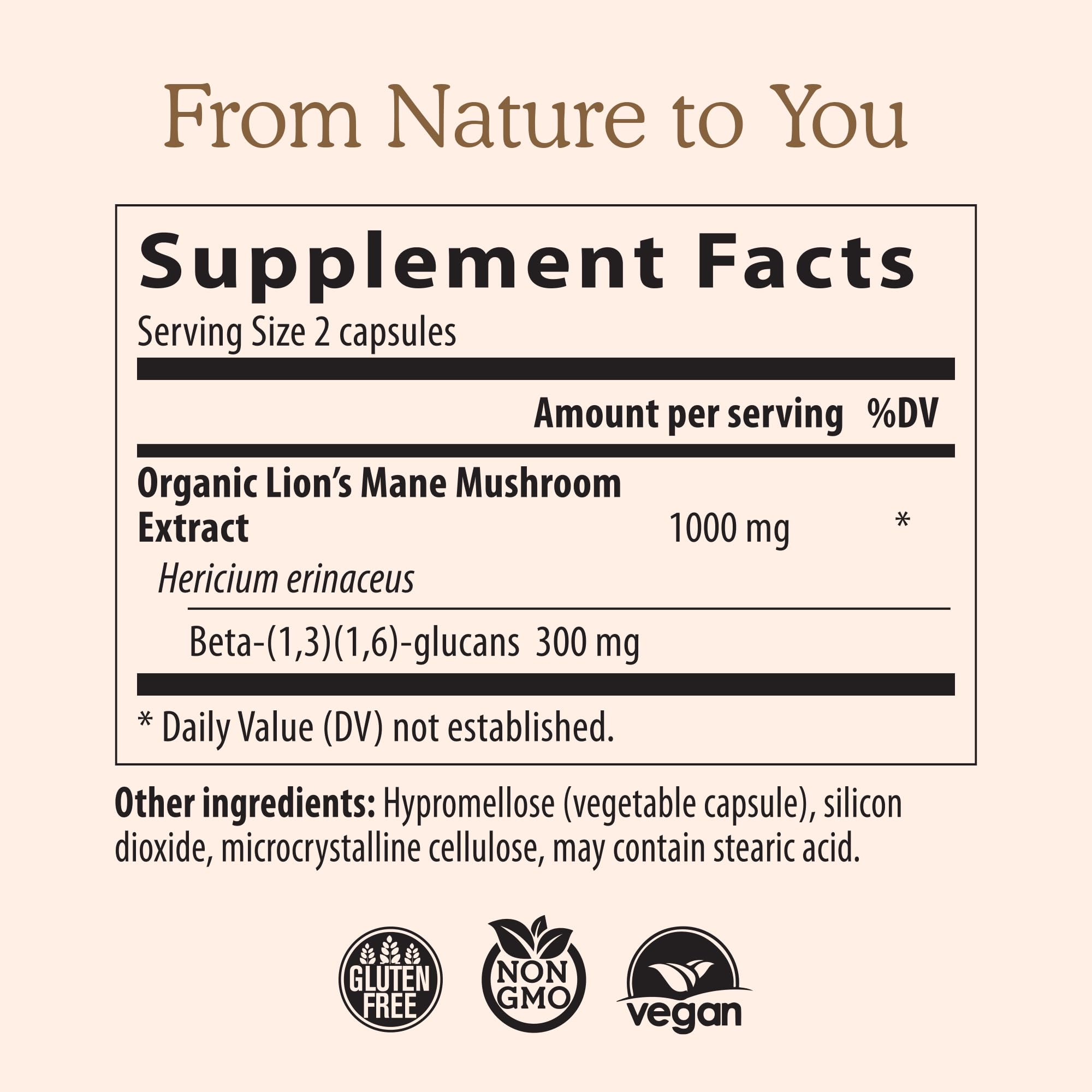 Real Mushrooms Lions Mane capsules closeup highlighting premium extract for mental clarity.